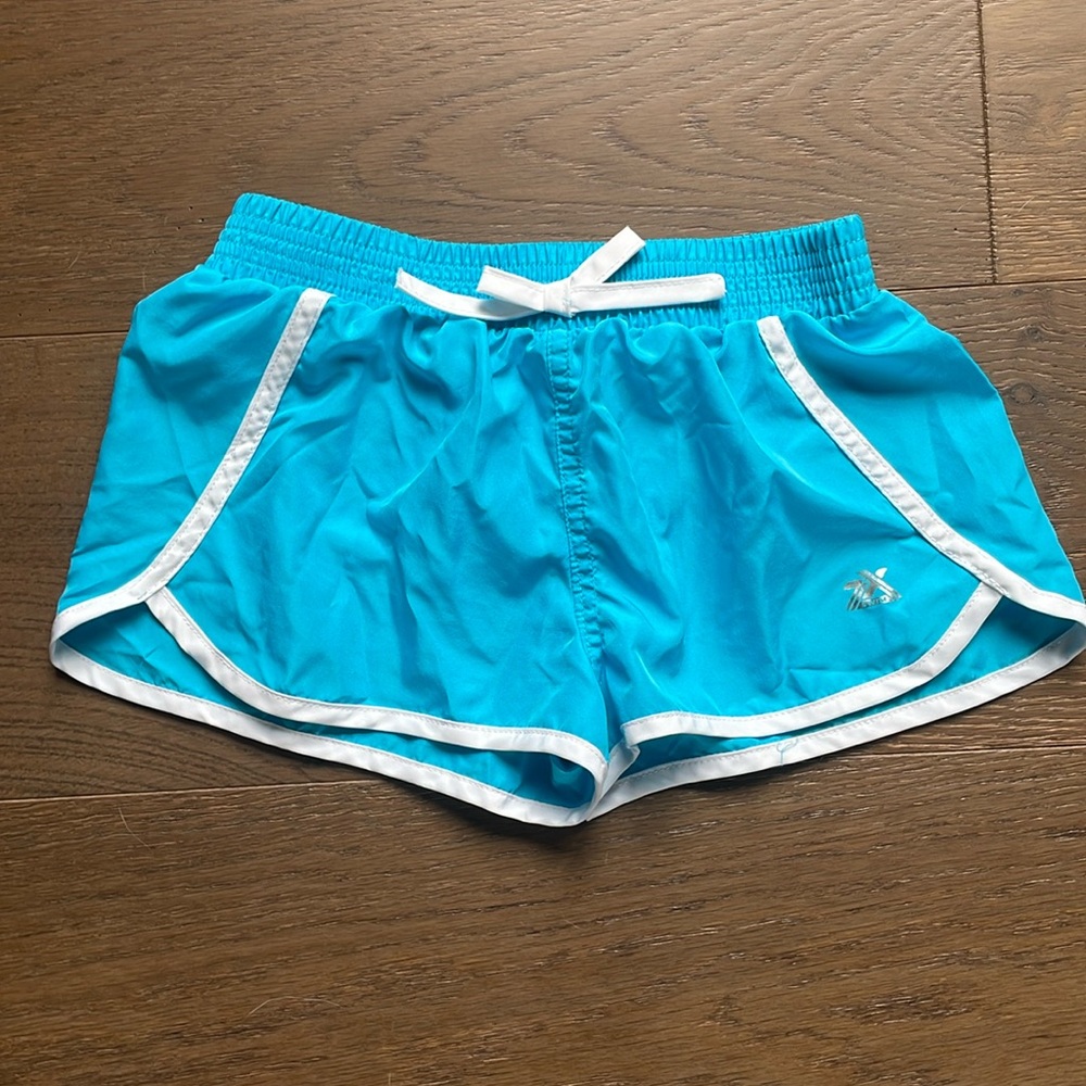 ZeroXposur Aqua Blue Swim Shorts Elastic Waist Size 8 NWOT